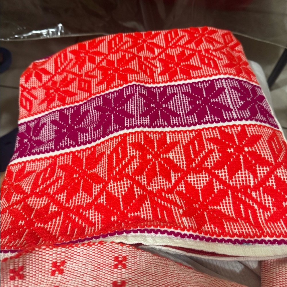 Red and Purple Patterned Crossbody Bag